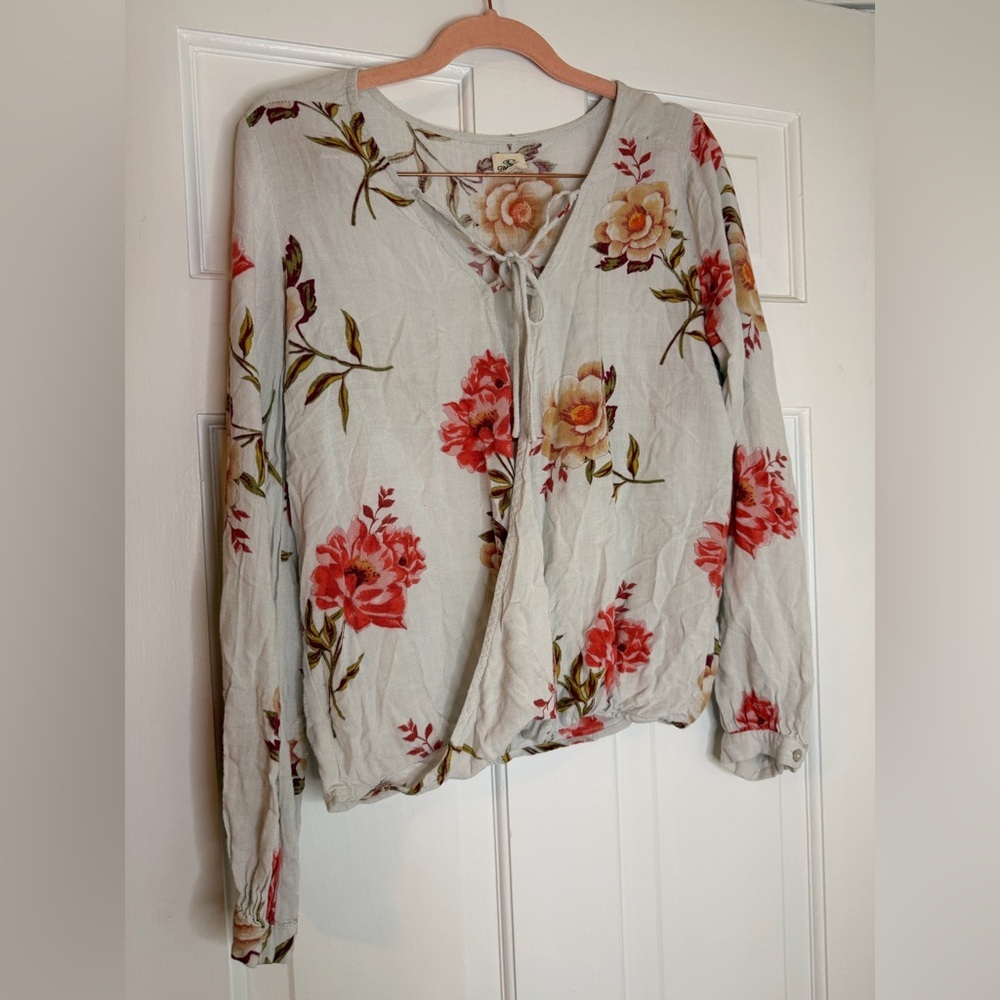 O'Neill Floral Blouse in Cream and Red